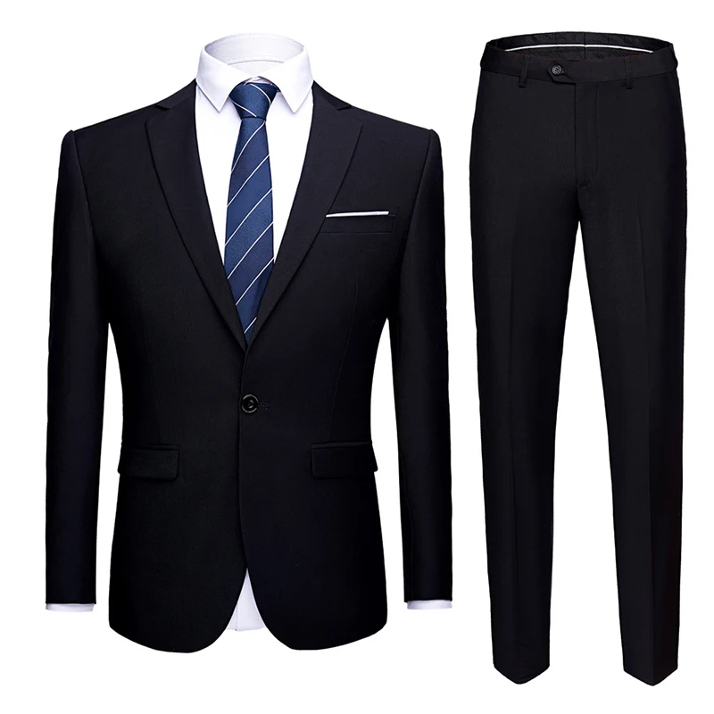 

Men Suits Slim Fit Business Uniform Office Suit Wedding Groom Party 2-Piece Jacket Pants Notch Lapel Single Button Formal Casual