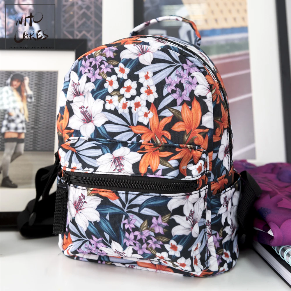

Female Mochila Tropical Flowers Printing Backpack Women Shoulder Bag For Teenage Multi-Function Small Bagpack School Backpack