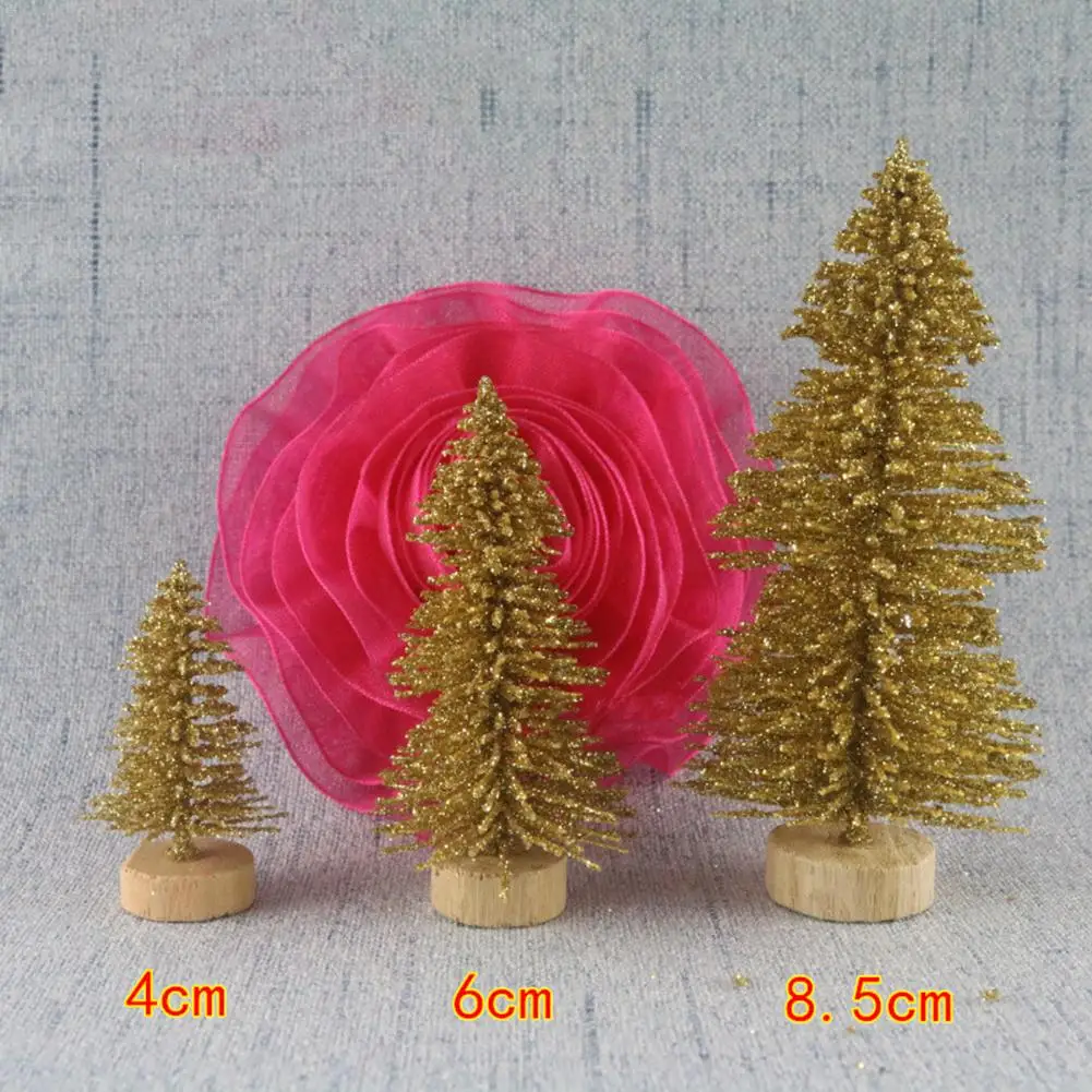 12 шт. Мини Рождественская елка искусственная сосна сизаль Снежный Мороз деревья с деревянной основой для украшения Рождественского стола