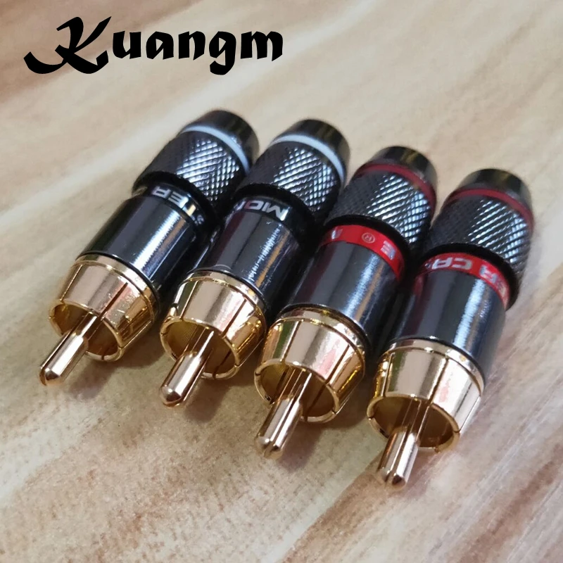Kuangm 100 шт. аудио разъемы RCA разъем позолоченная головка лотоса Поддержка видео 6 мм