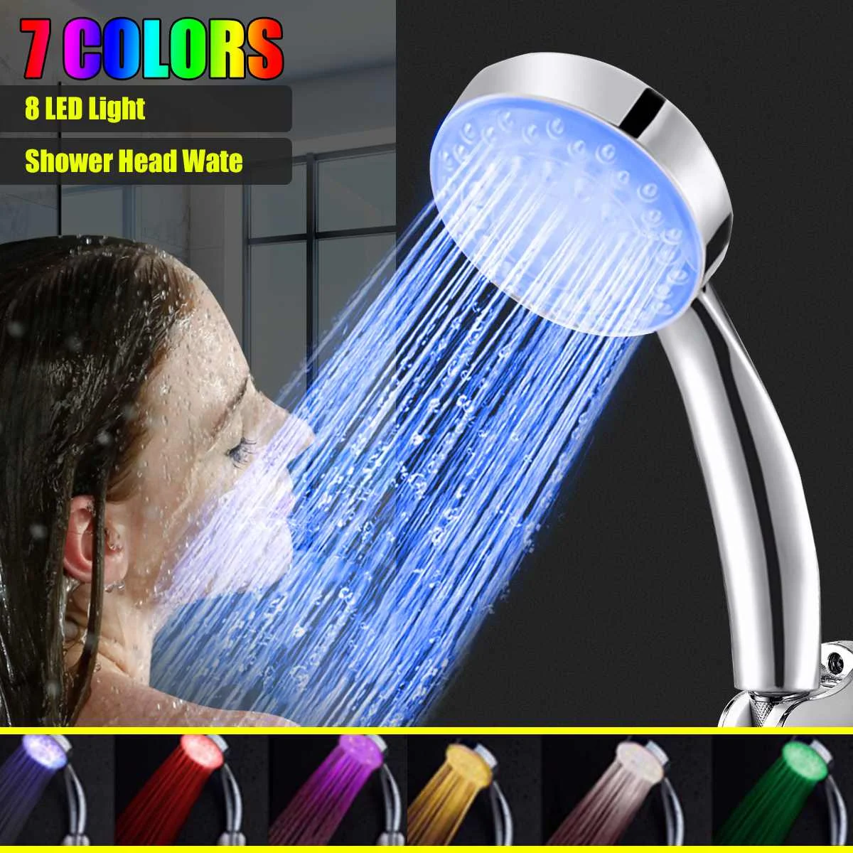 

Xueqin Freeshipping Adjustable 7 Colors Led Bathroom Shower Head Saving Water Round Single Showerhead Bath Sprinkler