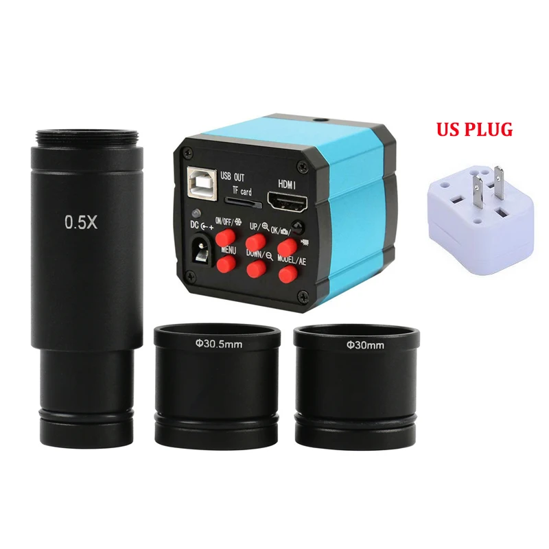 US Plug Dreamestone 14 миллионов пикселей цифровой промышленный микроскоп камера для пайки печатных плат 1080P 60FPS HDMI камера+ 0.5X адаптер для окуляра - Цвет: US Plug