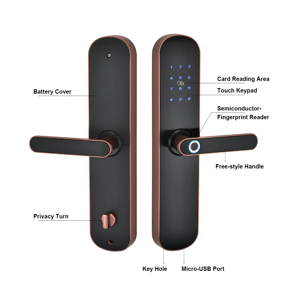 Электронная безопасность Смарт Bluetooth приложение WiFi цифровой код IC карты биометрический отпечаток пальца дверной замок для дома