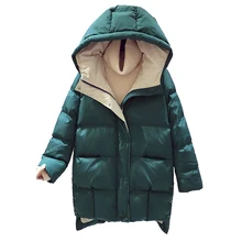 Cotton 2020 Long Padded Hooded Parka Women Mid-Length Loose Warm Thick Zipper Pocket Outwear Coat For Women