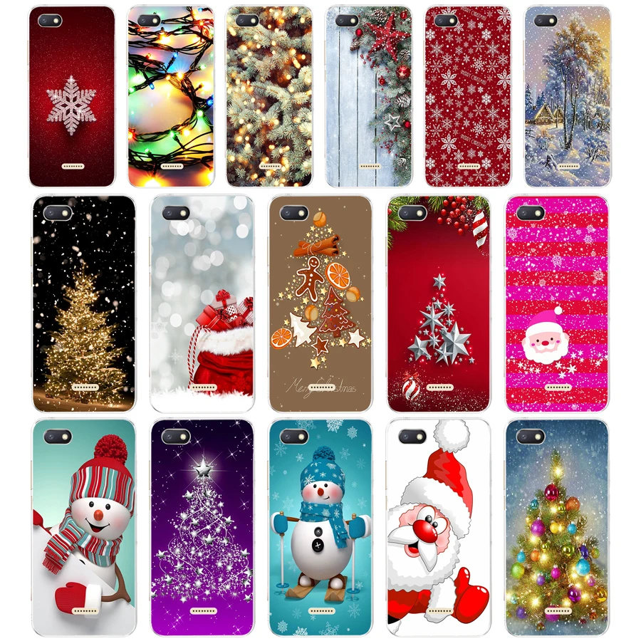76 Happy New Year Merry Christmas Tree Snow Soft Custodia In Silicone Tpu Cover Per Xiaomi Redmi 6 Pro 6A Note 5 6 Pro Mi 8 Lite