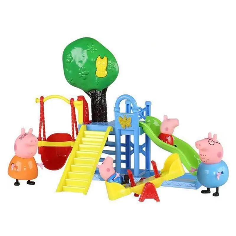 

Peppa Pig Anime Kids Toys Fun Slide Park Family Pack Full Roles Doll Action Figure Model Children Birthday Gifts