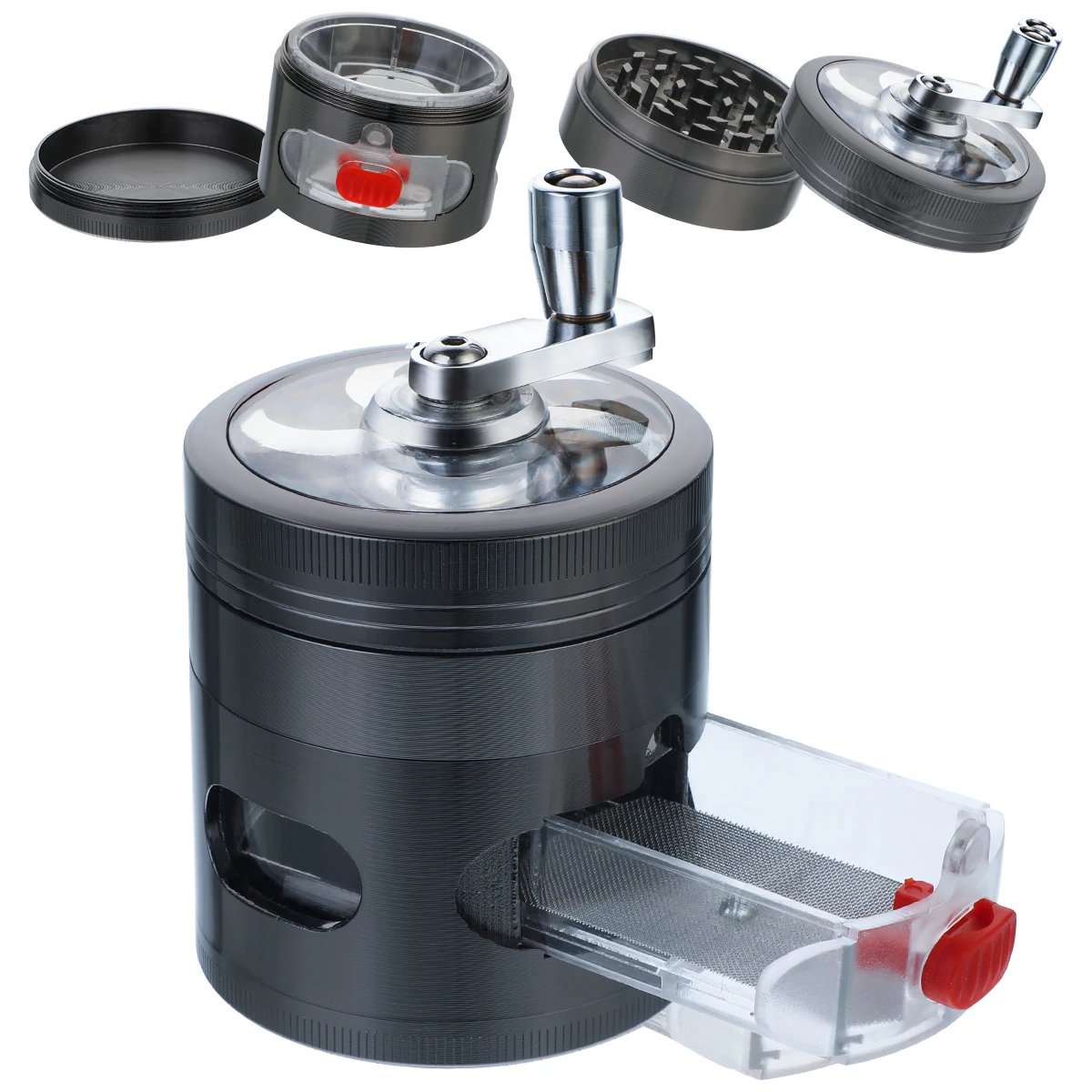 Manual Spice Grinder With Drawer Herb Grinder With Handle Crank Hand