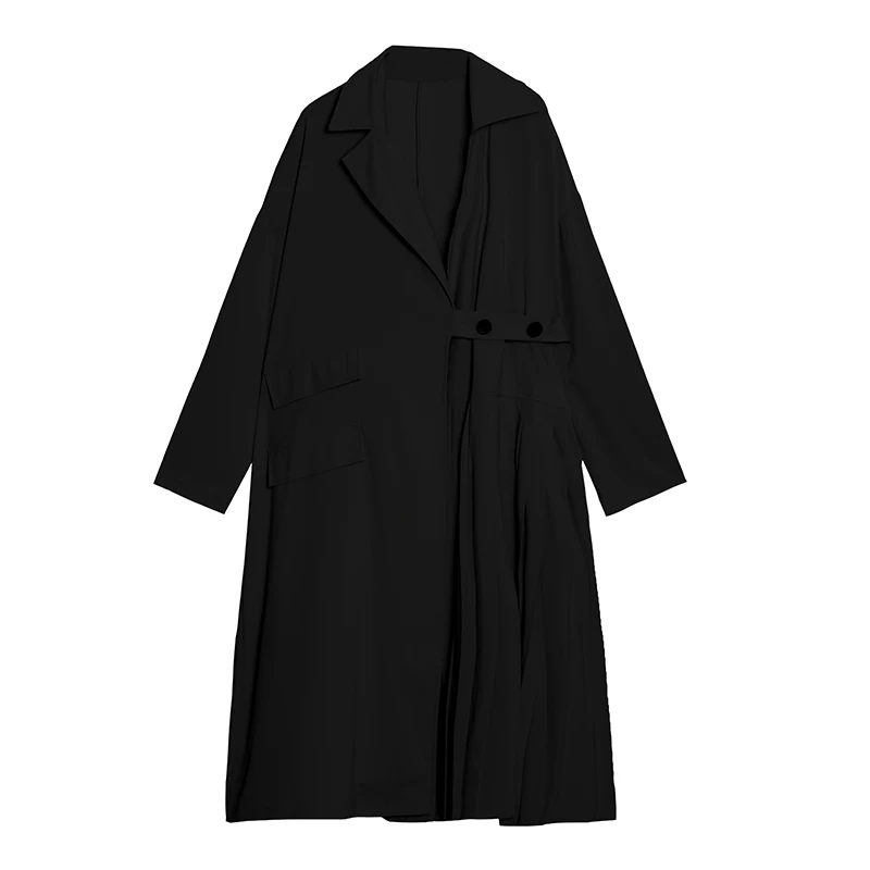 XITAO Pleated Drawstring Trench Women Fashion New