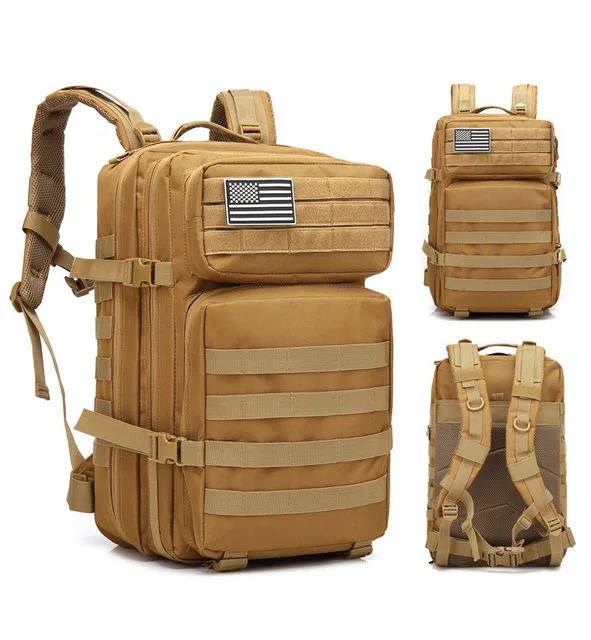 Brown Backpack Уличный военный рюкзак, многофункциональная тактическая сумка, водонепроницаемый походный рюкзак для путешествий, треккинга, кемпинга, рюкзак 40л - Цвет: Brown Backpack