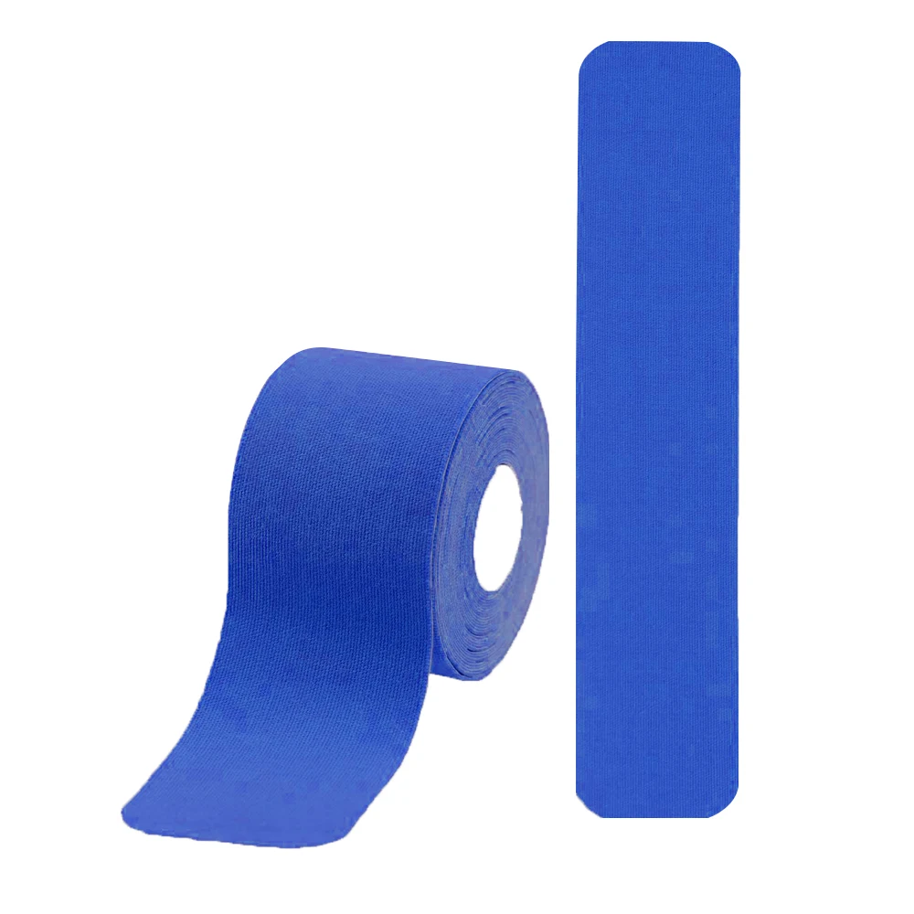 Предрезанная клейкая эластичная повязка хлопок спортивная лента защищает мышцы, снимает боль и уменьшает лактатную секрецию 5 см* 5 м - Цвет: Dark Blue