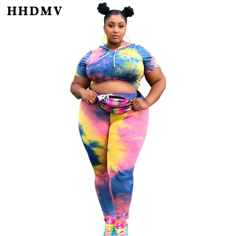 

HHDMV JLY1888 plus-size languid is lazy style sets short sleeve hooded collar short top elastic long pants print two piece sets
