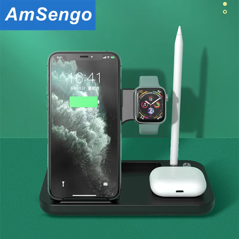 Fast 15W 4 in 1 Folding Wireless Charging Station For iPhone 13 12 Apple Pen/Watch Huawei Xiaomi Charger Stand | Мобильные телефоны