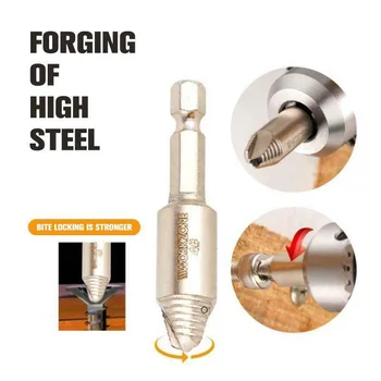 

5Pcs Broken Screw Extractor Easy Out HSS Chrome Faucet Wood Nut Removal Tool For Quick-change Hex Shank Power Tools