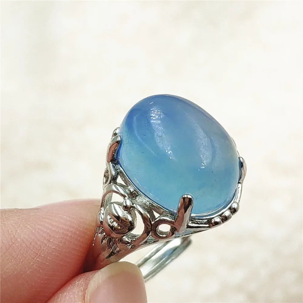 jewellery shop near me Genuine Natural Blue Aquamarine Clear Oval Ring Adjustable Crystal Size 925 Silver Aquamarine Ring Gemstone AAAAA nose pin