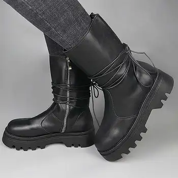melhor Couro Preto Botas Do Punk Tornozelo Botas Goth Tênis Sapatos De Plataforma Botas De Couro Do Plutônio Sapatos De Salto Grosso Botas De Mujer 2020