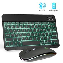Para teclado sem fio rgb e mouse mini teclado bluetooth mouse combo teclado com retroiluminado para o telefone tablet portátil ipad
