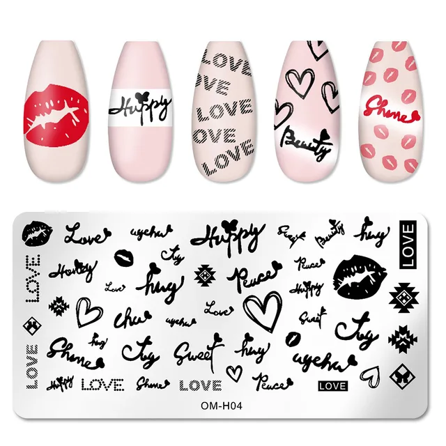 Nail Stickers Art Stamping Template Butterfly Leaves Floral Heart Stamp Plate Stencil Reusable Metal Manicure Nail Accessories M04