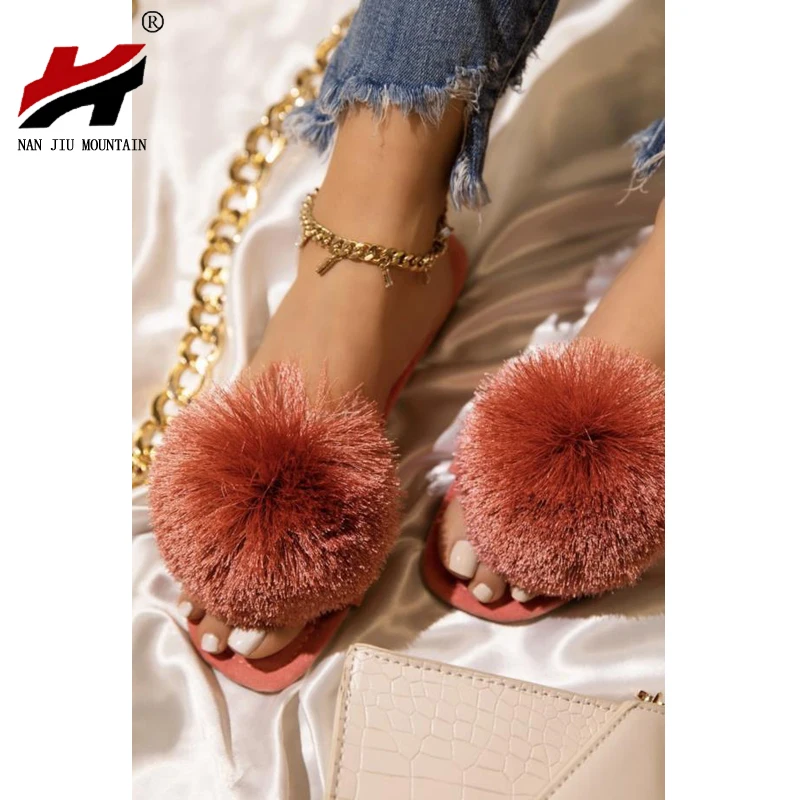 

NAN JIU MOUNTAIN 2020 Beach Slippers Summer Flat Women Shoes Fringed Sandals Simple Slippers 5 Color Plus Size 36-42