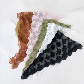 

Floral Print Women Scarf Wrap Shawl Head Scarf Embroidered Triangle Long Scarves Head Neck Kerchief Transparent Lace Bandana 1Pc