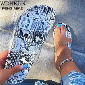 

Summer Woman Flat Slippers Transparent Plastic Soft Jelly Shoes Female Belt Bukle Flip Flops Women Outdoor Beach Ladies Slides