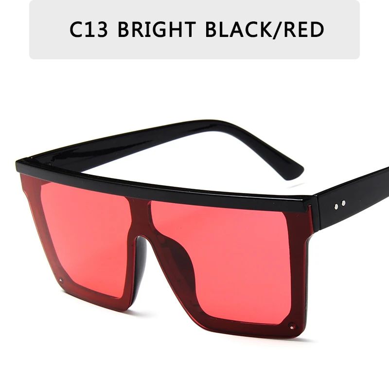 15 цветов, солнцезащитные очки с плоским верхом для мужчин и женщин, брендовые дизайнерские Квадратные Солнцезащитные очки с градиентом, мужские крутые цельные зеркальные очки UV400 - Цвет линз: C13