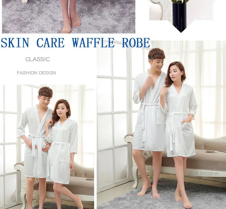 mens pjs set Hot Selling Men Summer Suck Water Waffle Bathrobe Male Plus Size Kimono Bath Robe Sexy Robes Mens Dressing Gown Bathrobes white pajama pants