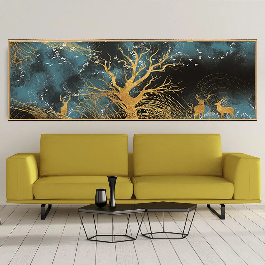 Full Drill Round DIY 5D Diamond Painting Nordic Gold Tree Birds Embroidery Rhinestone Picture mosaic sticker Home Decoration