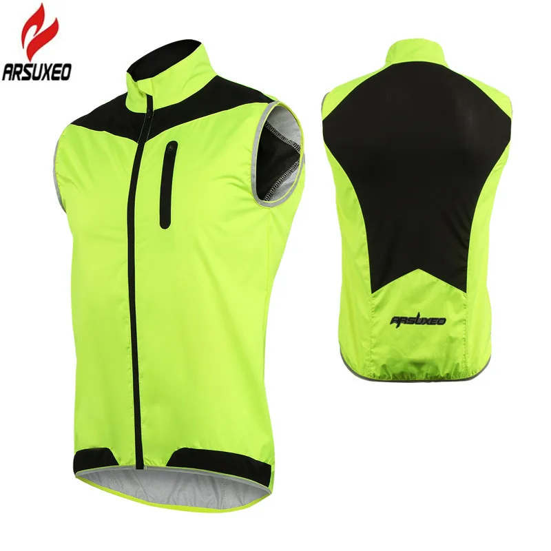 ARSUXEO Men Women Cycling Vest Windproof Waterproof Running Vest MTB