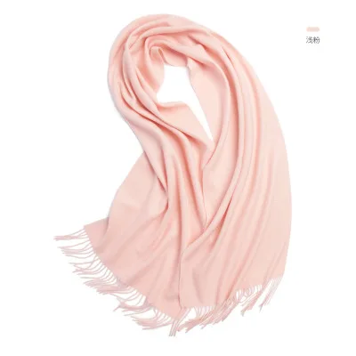 Light Pink 6А класс кешемер шарф для дам Зима пашмины кисточки длинная теплая шаль накидка Echarpe сплошной цвет унисекс мужские шарфы - Цвет: Light Pink