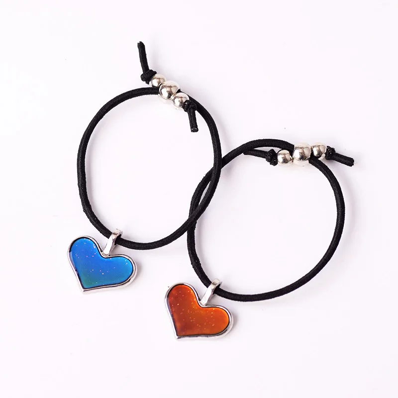 

2020 New Mood Heart Charm Bracelets Discolor Mood Heart Love Bracelet Elasticity Color Change Bangle For Girls Women Gift