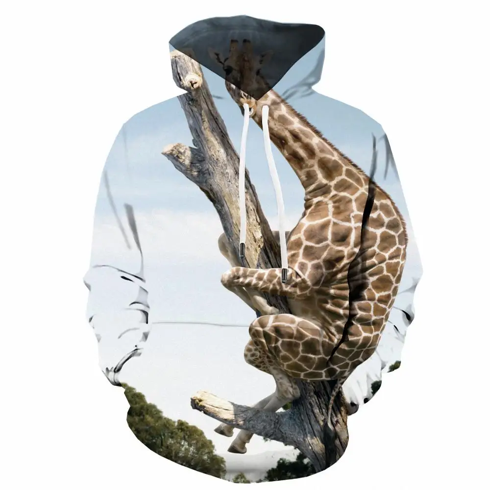 

KYKU 3d Hoodies Giraffe Hoodie Men Animal Hoody Anime Tree Hoodie Print Funny Sweatshirt Printed Mens Clothing Hip Hop Casual
