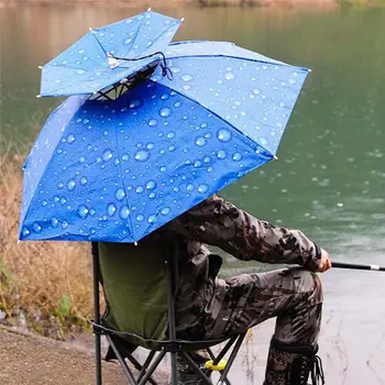 

Foldable Double Layer Umbrella Hats Head Wearing Umbrella Portable UV Protection Windproof Umbrella Hat Outdoor Fishing Caps