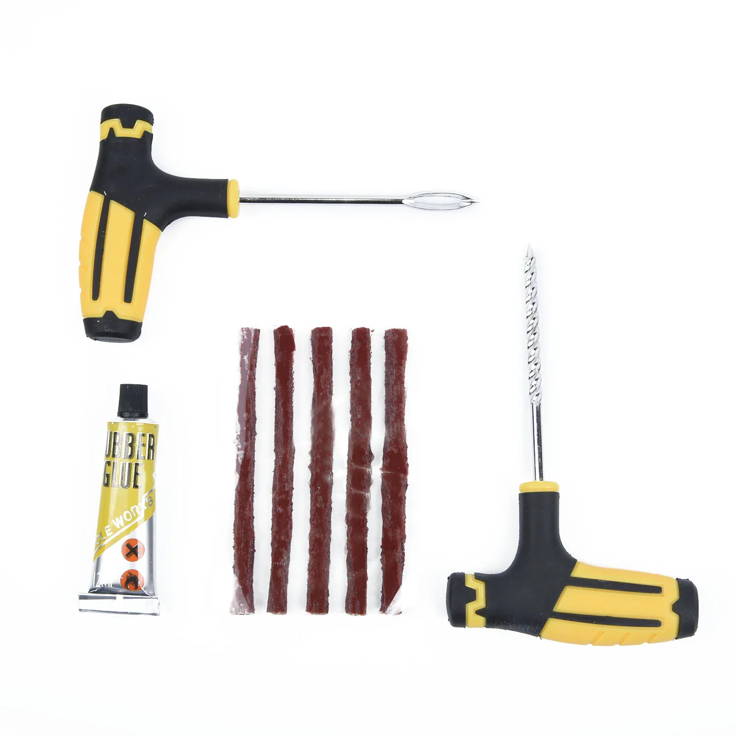 Бескамерный плоский набор для ремонта автомобильных шин, набор для рашпеля, инструмент, вставка иглы, резиновый цемент