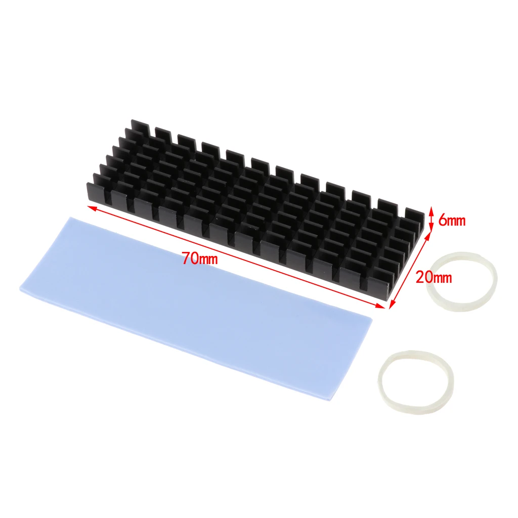 M.2 2280 SSD Heatsink Cooler Solid State Hard Disk Cooling Fin Radiation Dissipate w/ Silicone Thermal Pad (Black)