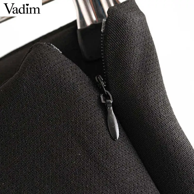 Vadim Женская стильная офисная одежда черная мини-юбка с боковой молнией женские повседневные плиссированные юбки однотонные vestidos BA765