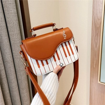 

Spring and summer fashion hit color embroidery small square bag wild girl sweet personality piano note small shoulder bag
