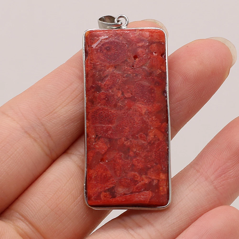 Fine Natural Stone Corals Pendants Big Flat Round Red Coral Charms for Trendy Jewelry Making Women Necklace Earrings