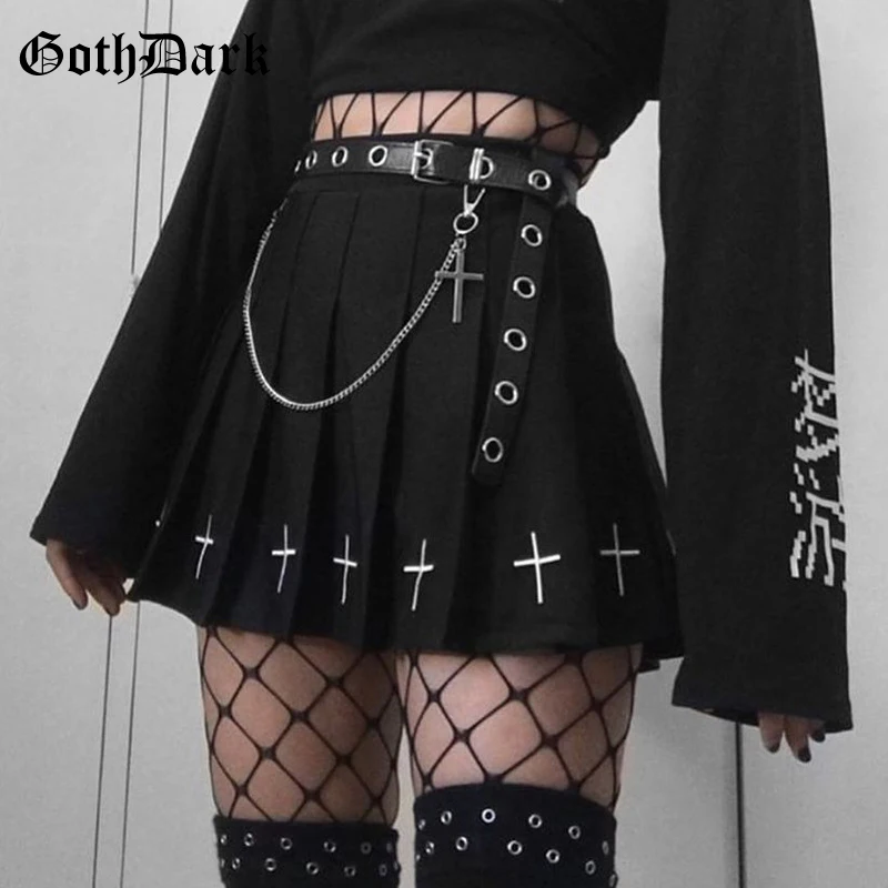Женская винтажная уличная юбка Goth Dark плиссированная в готическом стиле панк хип
