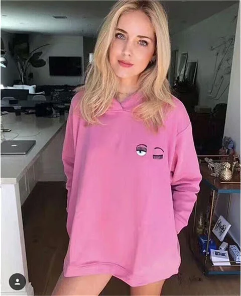 Новые модные летние женские худи Chiara Ferragni с вышивкой в виде больших глаз и пайетками, повседневные худи maglietta di marca