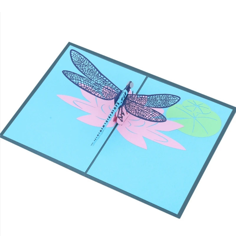 3D Pop Up Greeting Card Dragonfly Handmade Birthday Christmas Wedding Invitation D08D - 4.00036E+12