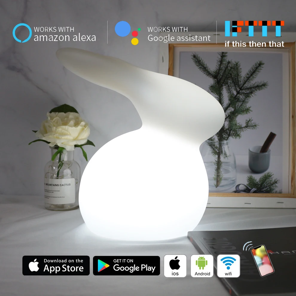 

Cartoon Rabbit LED Lamp WiFi Smart APP Control RGB LED Night Light Alexa Google Home Voice Control Baby Room Bedside Sleep Light