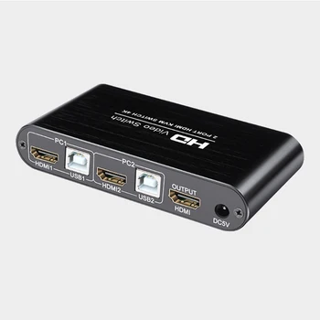 

2 Port 4K USB HDMI KVM Switcher Video Display Hot Key Switch for PC Laptop LHB99