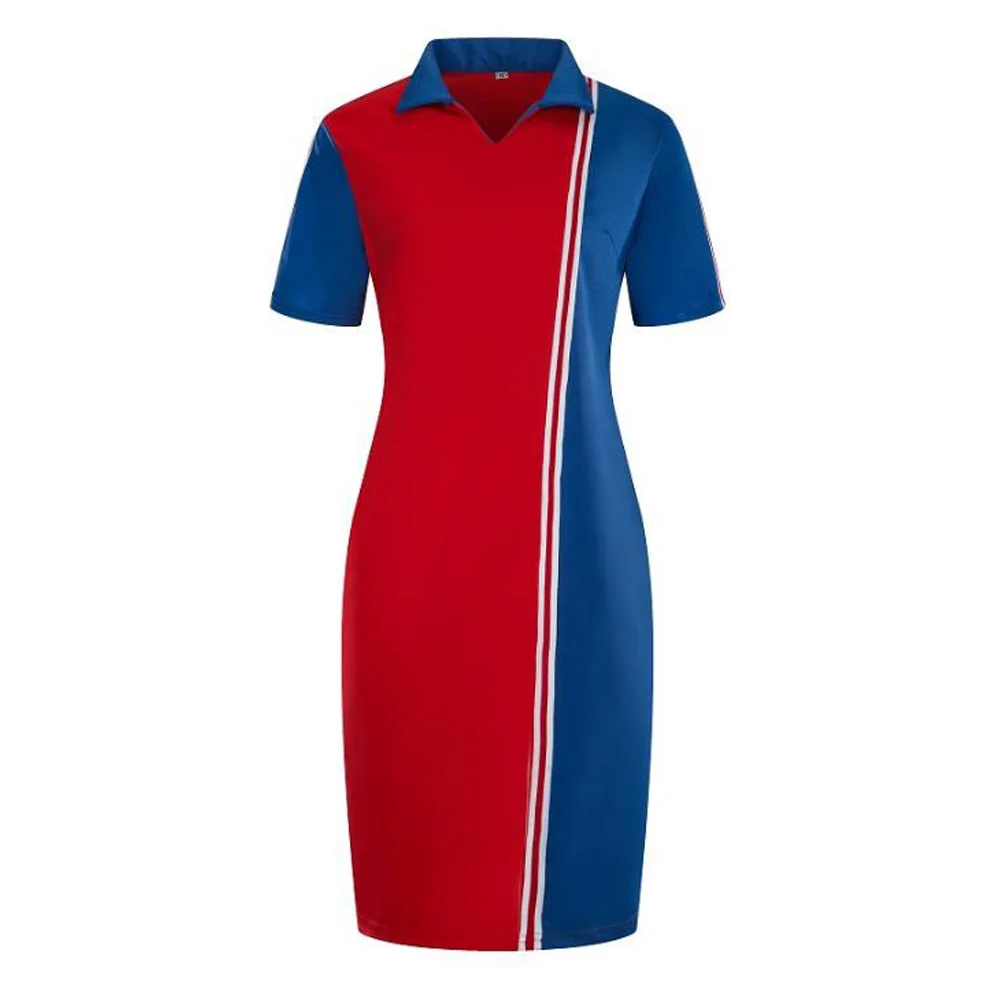 Polo Pour Femme Robe 5xl 6xl Grande Taille Coton Robe Chemise Polo Rayé