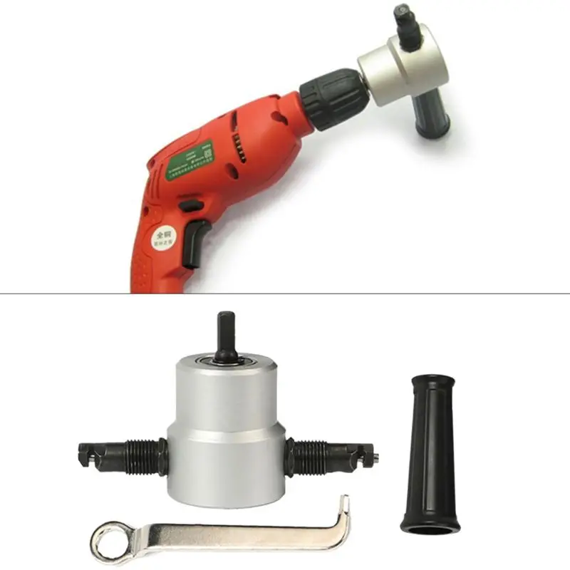 

160A Practical Nibble Metal Cutter Double Head Sheet Drill Tool Attachment Metal Plate Open Hole Drill Manual Power Tool