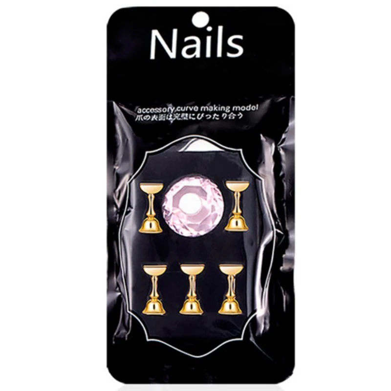 Crystal Nail Art Display Showing Shelf Nail Holder Magnetic False Nail Tip Practice Stand Holder Base Alloy Holder Manicure Tool