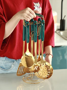 

7PCS Stainless Steel Cookware Set Non-stick Spatula Spatula Cooking Tool Set Storage Box Kitchen Tool