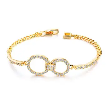 

Tiny Zircon Inlaid Womens Bracelet Yellow/White Gold Filled Fashion Wrist Chain Link Gift