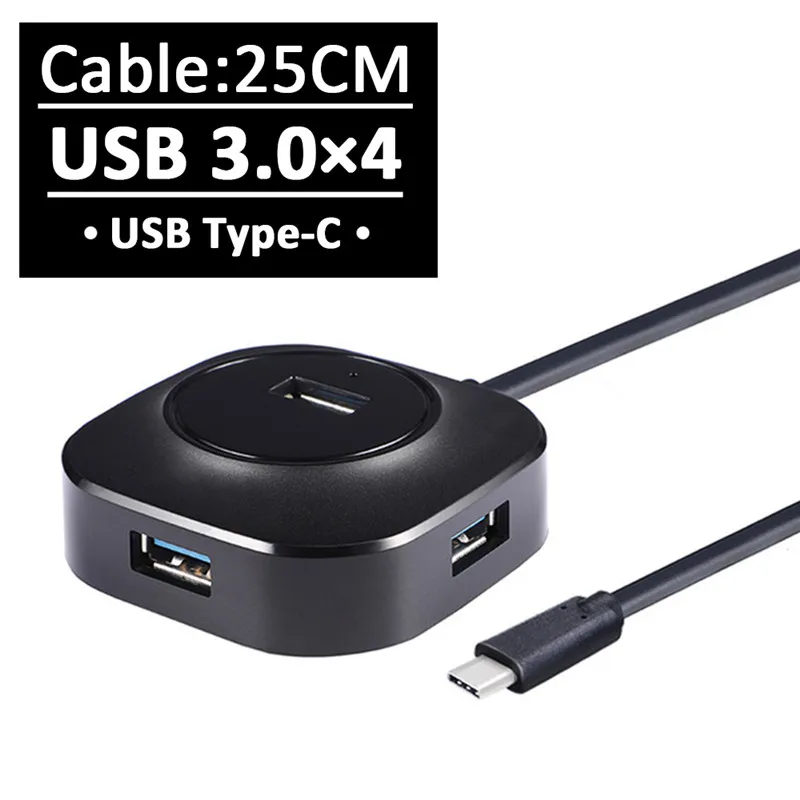 USB3.0 25cm Мульти usb-хаб USB-C 3,0 концентратор USB разветвитель Тип C концентратор 4 порта расширитель адаптер с интерфейсом питания тип-c док-станция для ПК ноутбука - Цвет: USB3.0 25cm