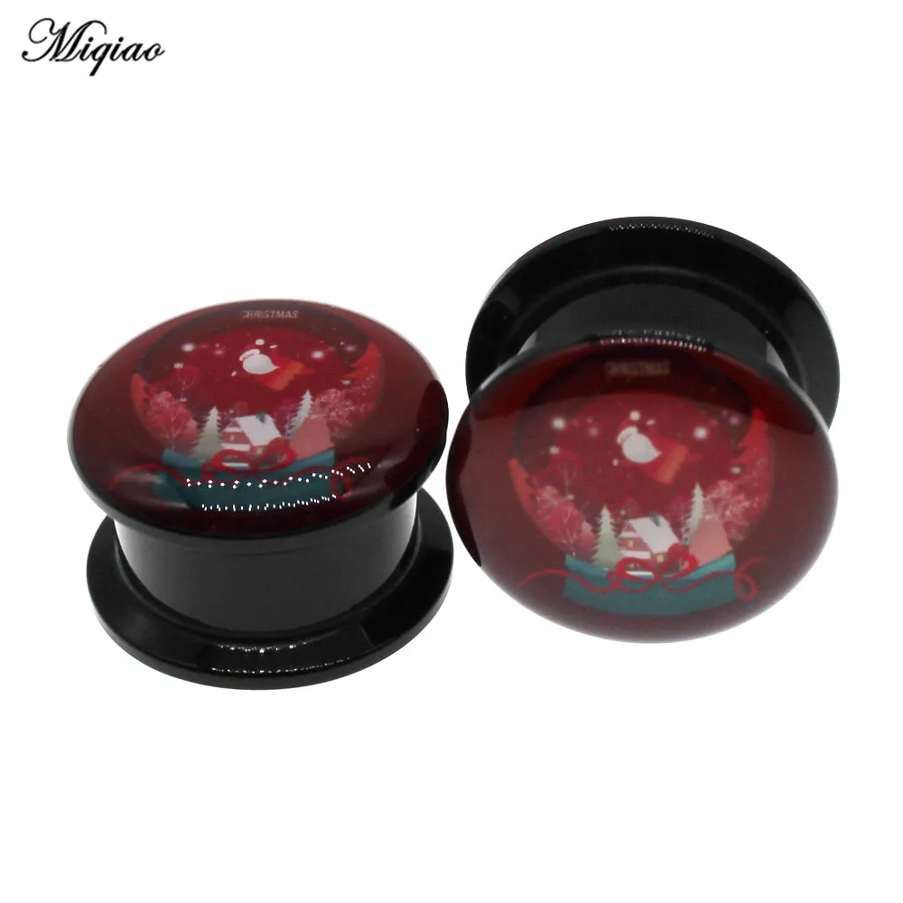 

Miqiao 2pcs Hot Sale Acrylic Double Horn Ear Expander Thread Tunnel Earplugs Christmas Ornaments Human Body Piercing Ornaments