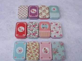 

12Pcs/Lot Floral Pattern Eco-friendly Rectangle Tin Sheet Storage Box Exquisite Desk Decor Card Box Jewel Case Craft Storage